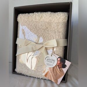 New DEMDACO Cream Giving Shawl 100% Nylon-NWT In Box Cozy Soft Shawl